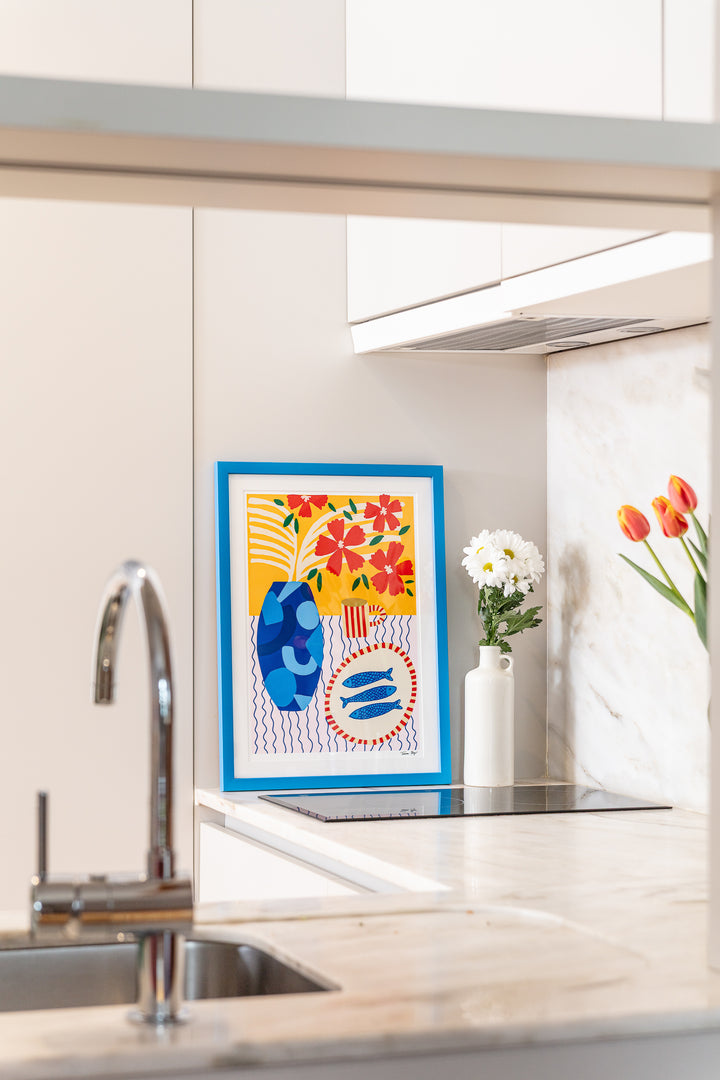 Sardines on Stripes Print