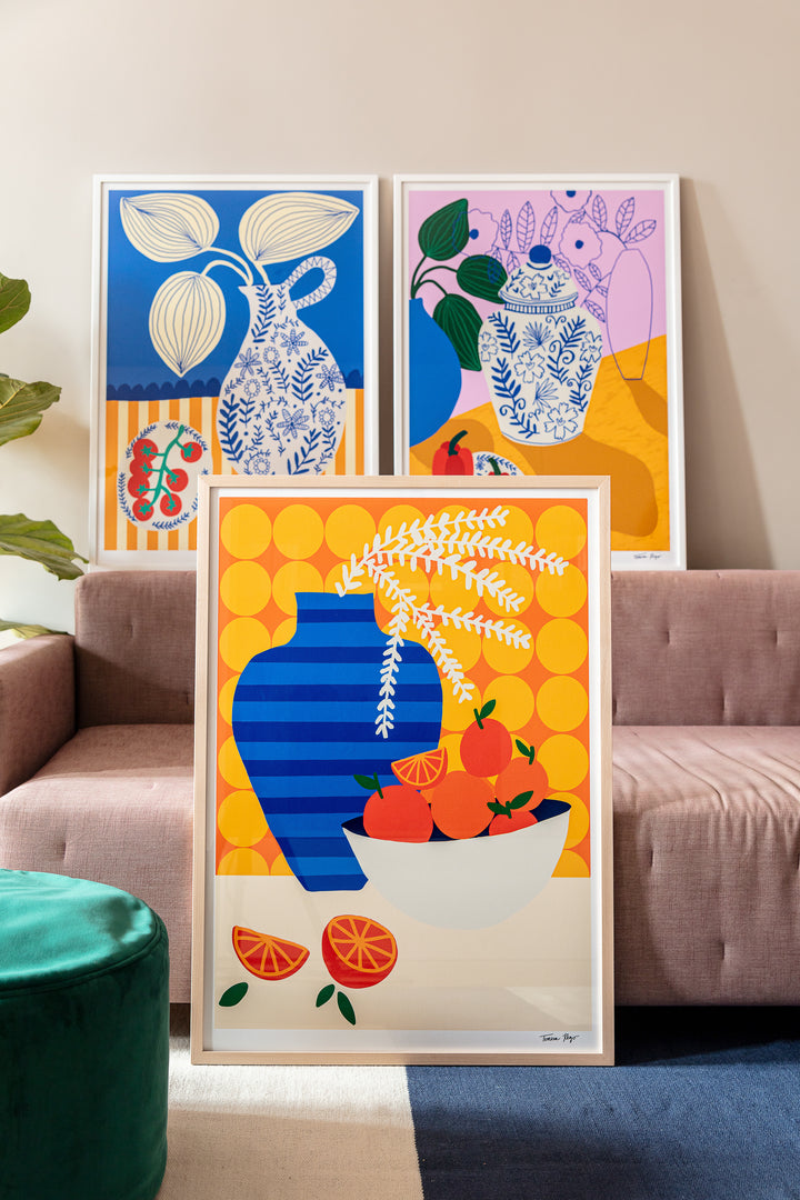 Oranges on Retro Kitchen Print