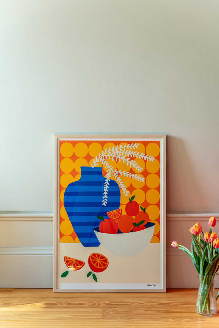 Oranges on Retro Kitchen Print