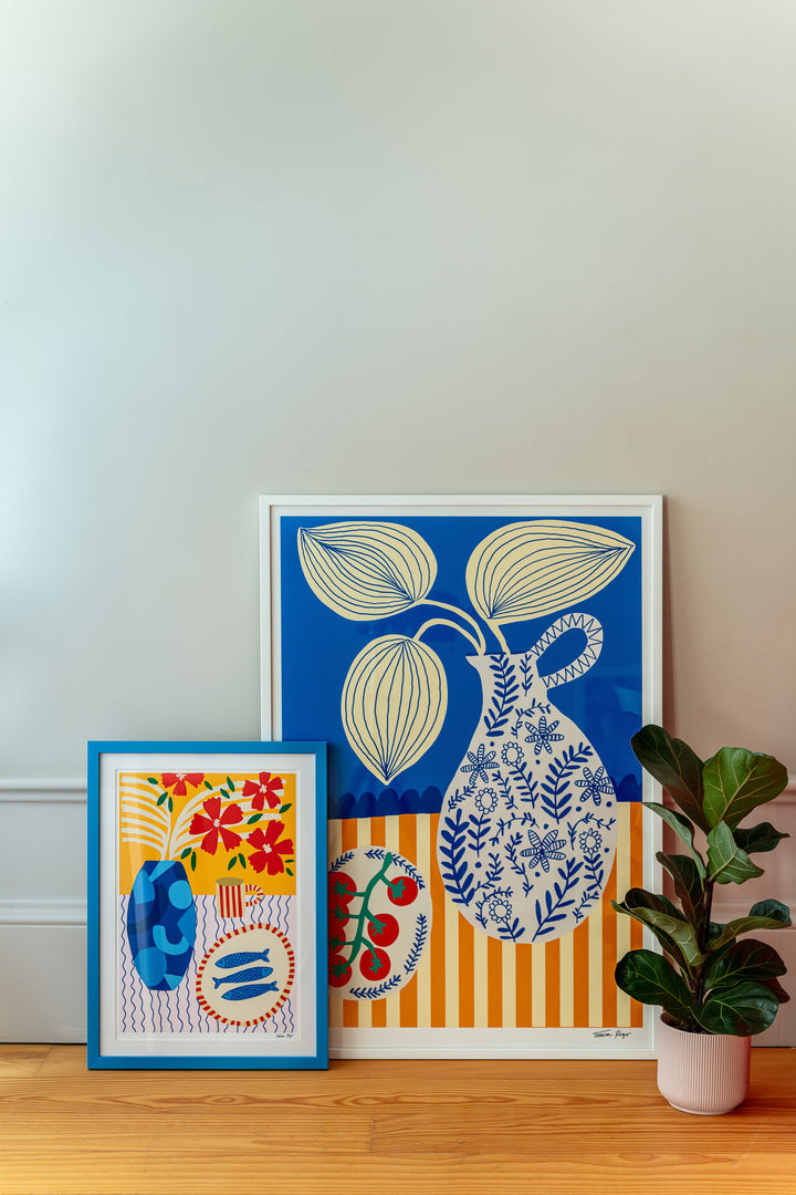 Sardines on Stripes Print