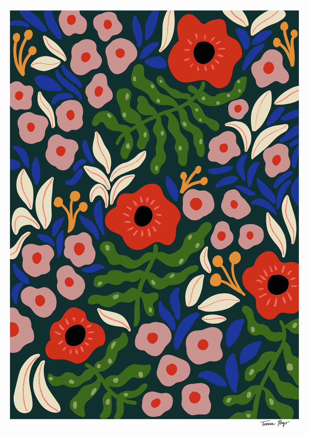 Green Poppies Print