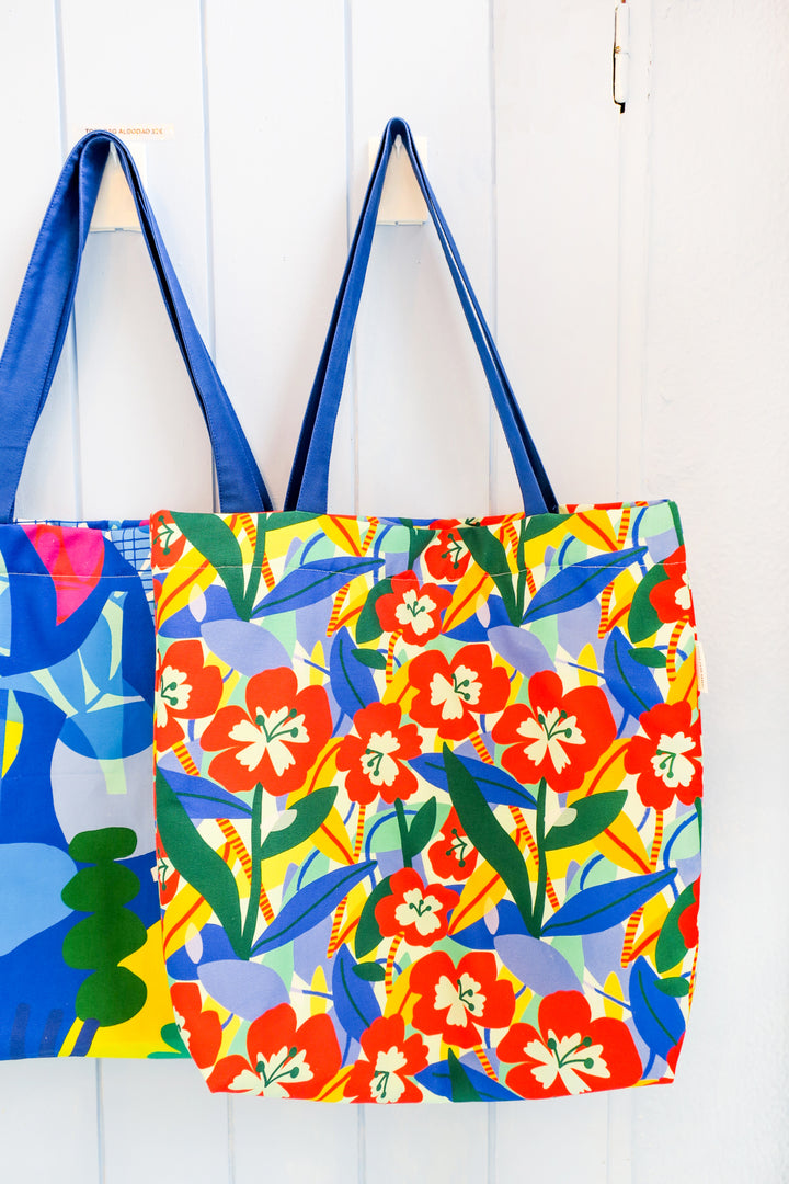 Burgundy Flowers Tote Bag
