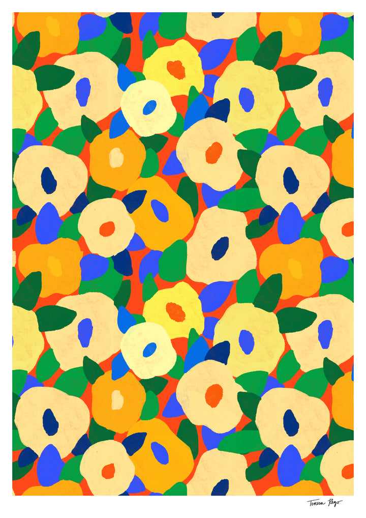 Mustard Poppies Pattern Print