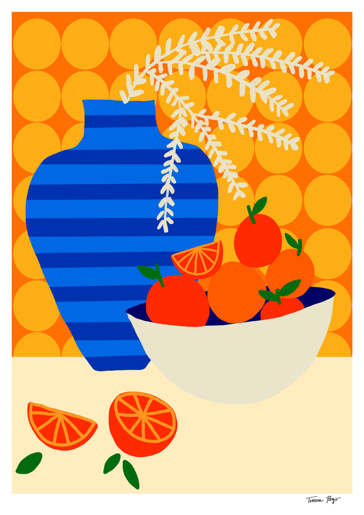 Oranges on Retro Kitchen Print