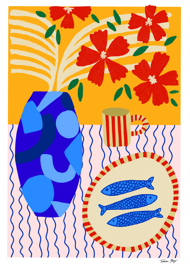 Sardines on Stripes Print