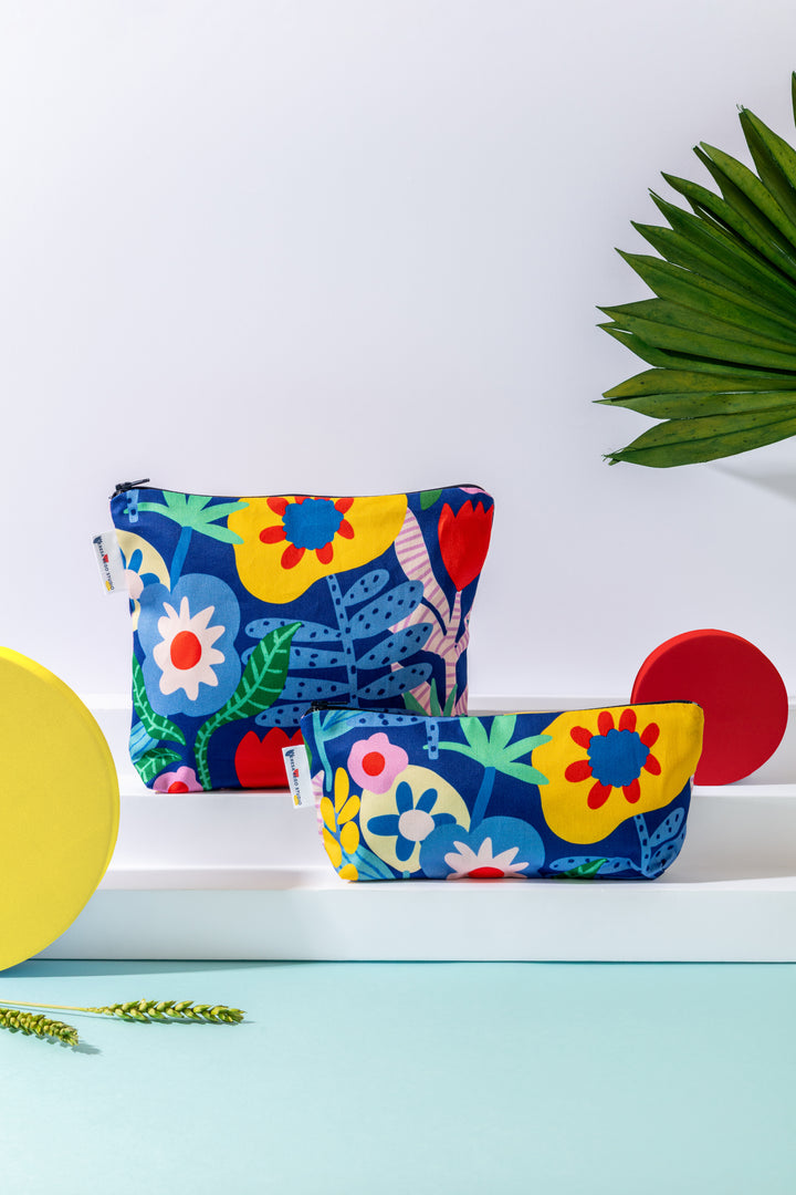 Navy Garden Pouch Bag