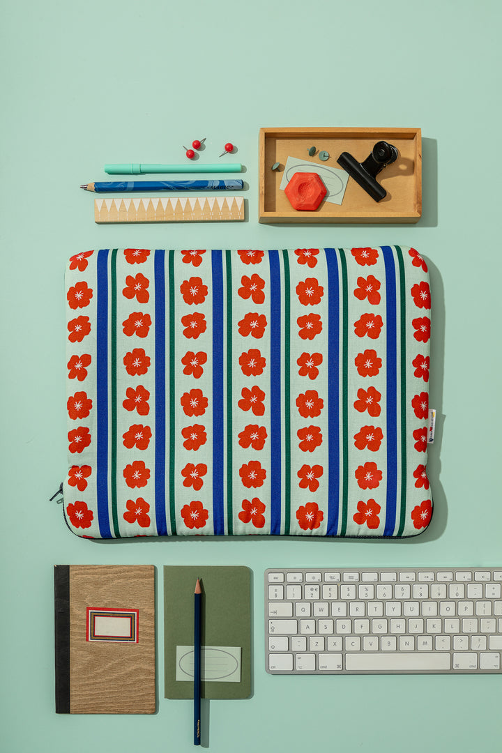 Burgundy and Stripes Laptop Pouch