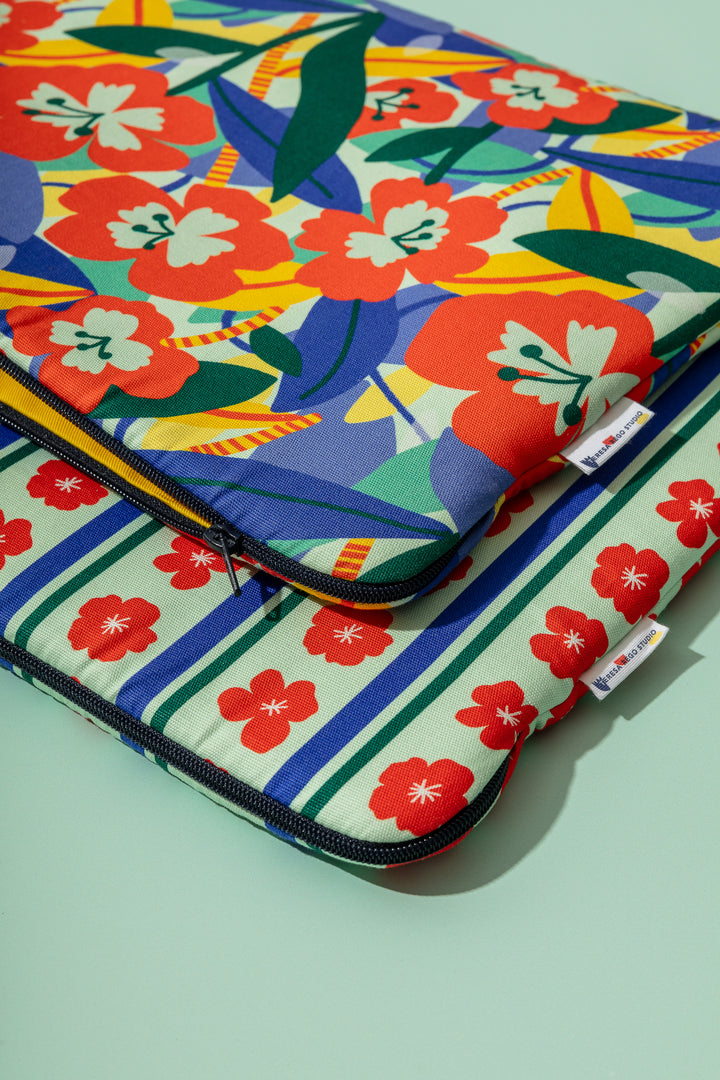 Burgundy Flowers Laptop Pouch