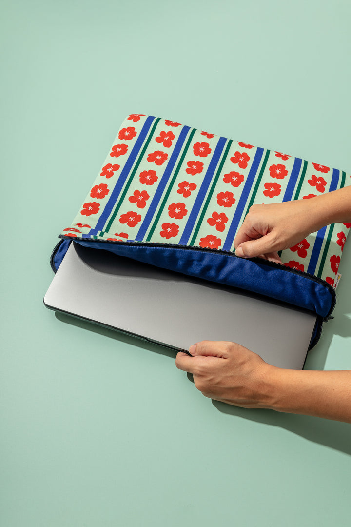 Burgundy and Stripes Laptop Pouch