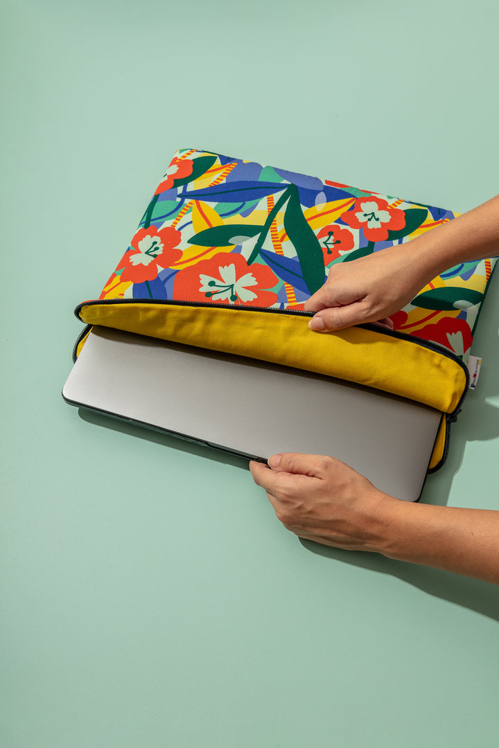 Burgundy Flowers Laptop Pouch