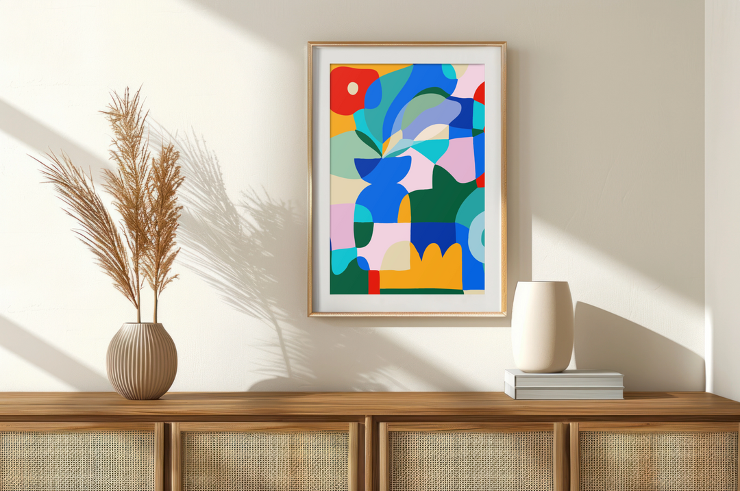 Red Poppy on Blue Vase Print