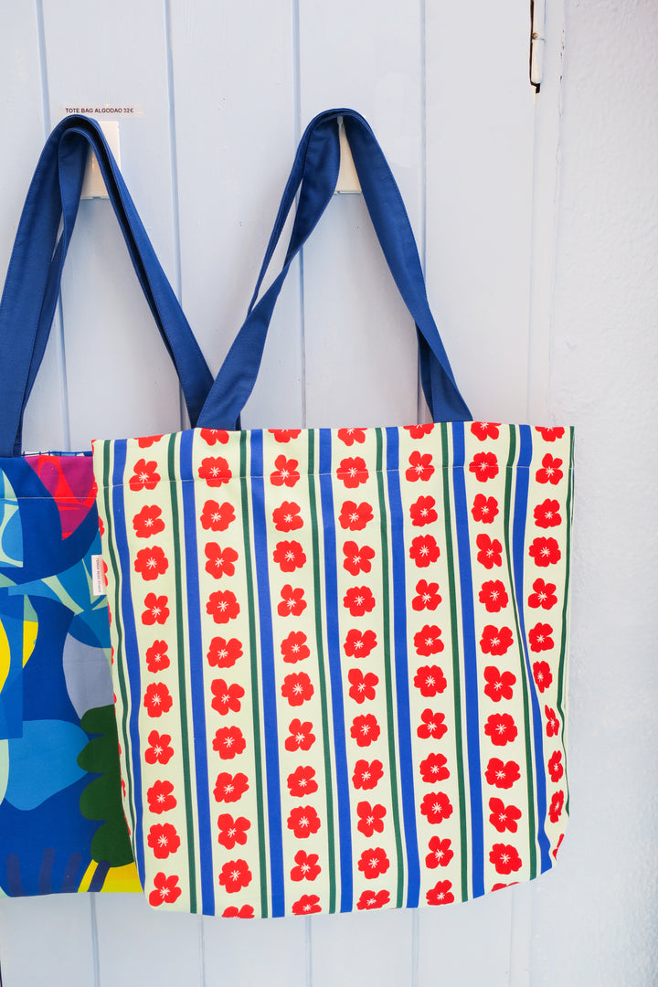 Burgundy and Stripes Tote Bag