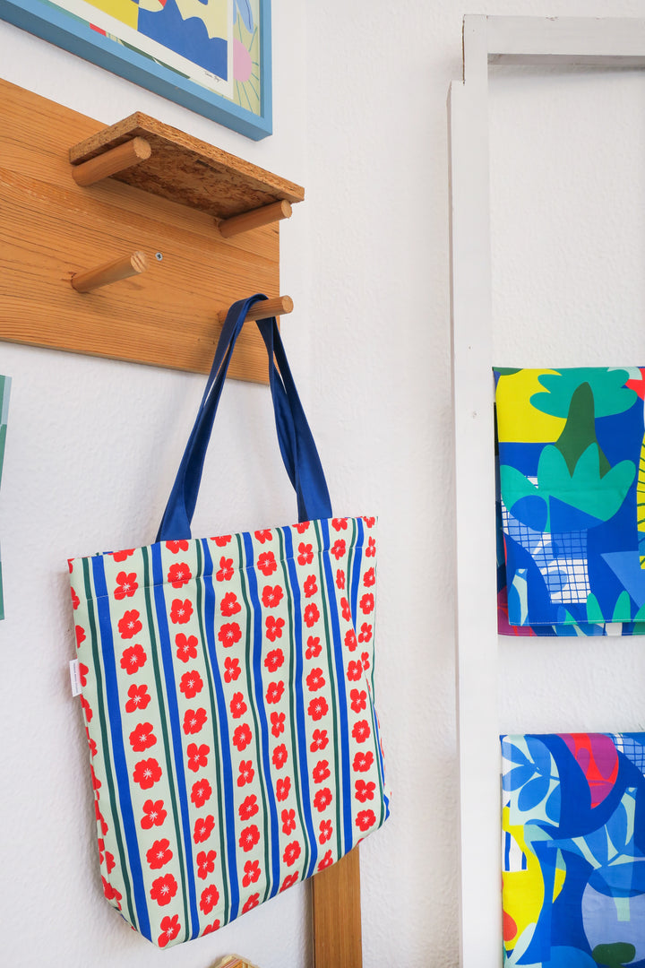 Burgundy and Stripes Tote Bag