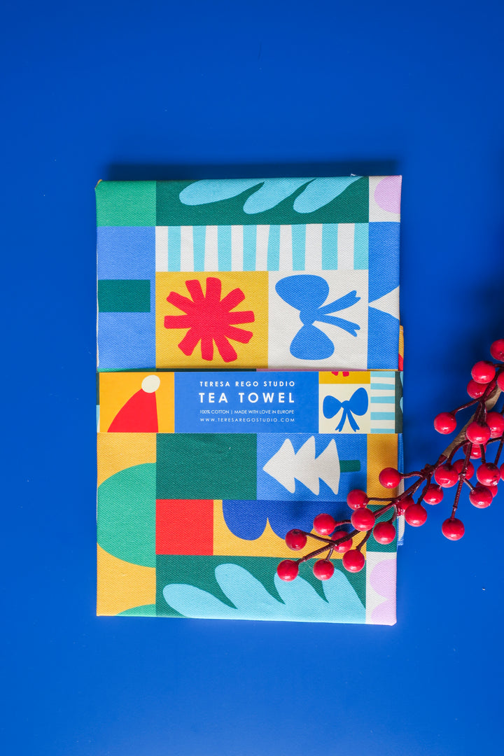 Geometric Christmas Tea Towel