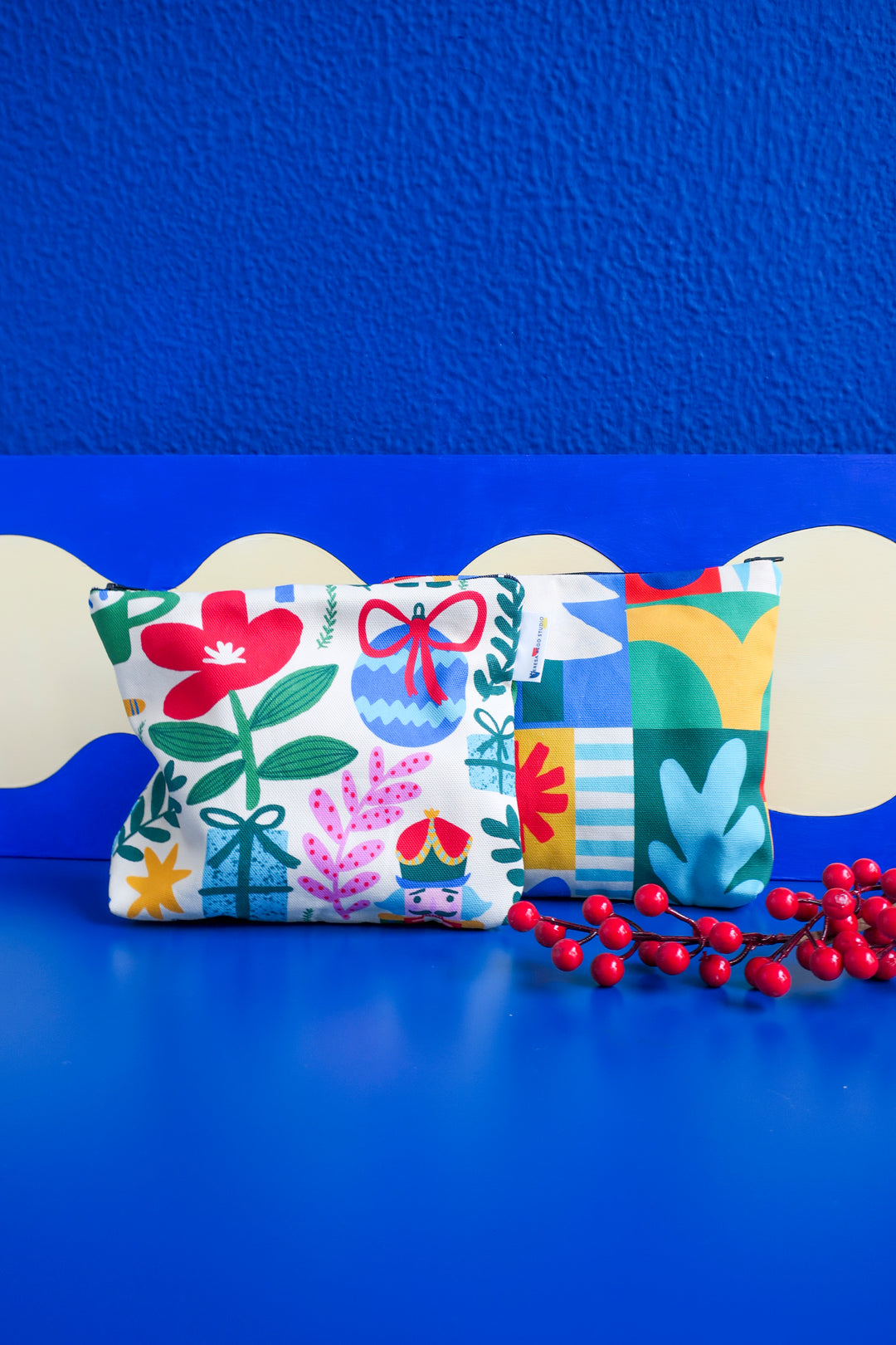 Geometric Christmas Pouch Bag