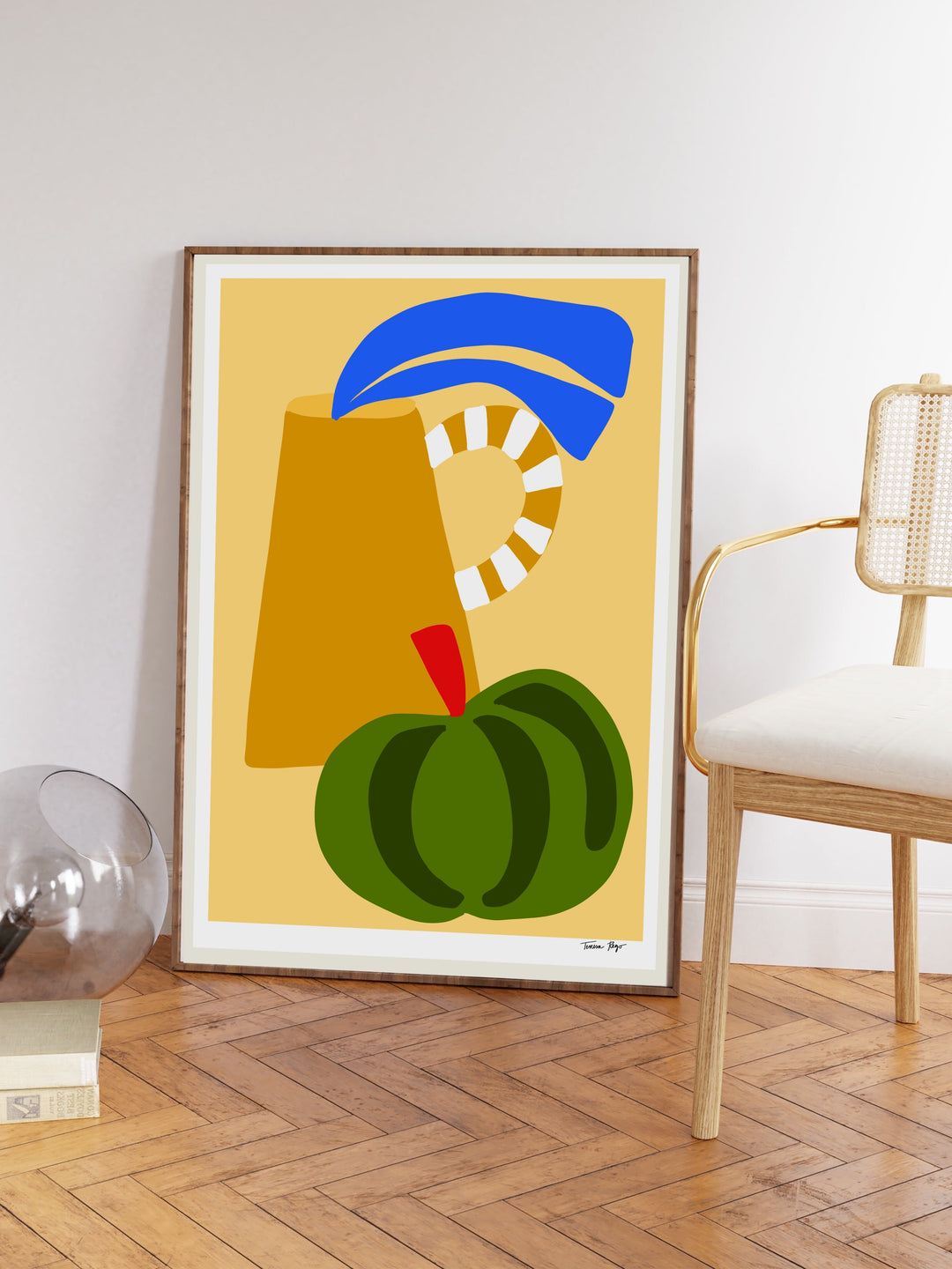 Green Pumpkin and Ocher Pot Print