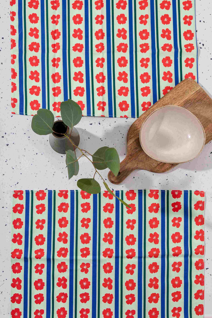 Burgundy and Stripes Placemats