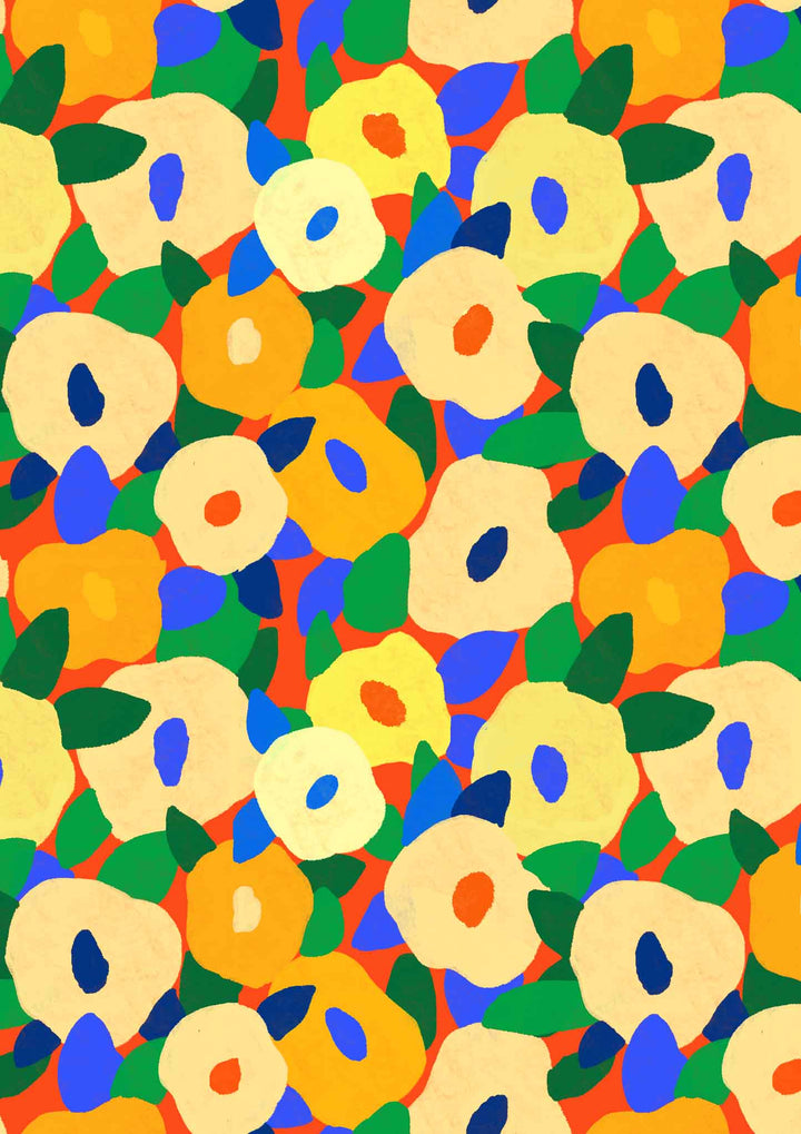 Mustard Poppies Pattern Print